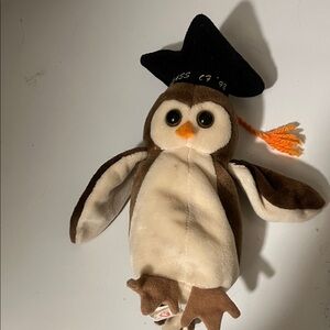 Ty Brown and Cream Owl Plush Toy with Graduation Cap